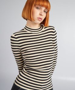 Pull fine jauge à rayures - Noir