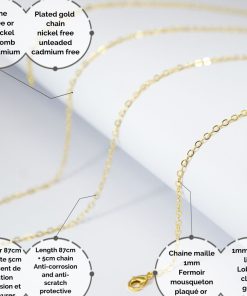 Chaîne fine plaquée or - Maille 1mm - Doré/or