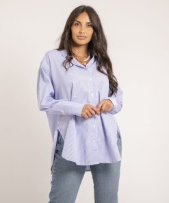 Chemise longue rayures OLAURE - Bleu