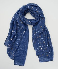 Foulard en voile imprimé étoile - Bleu