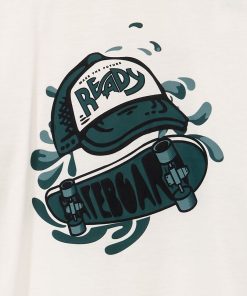 T-shirt manches longues 'skate' - Blanc/vert