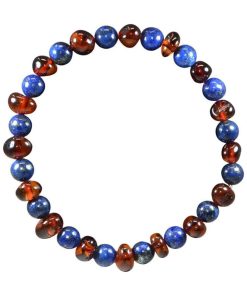 Bracelet adulte - Ambre / Lapis Lazuli - Bleu