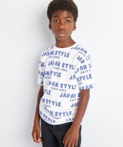 T-shirt imprimé 'japon' - blanc/bleu