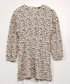 Robe à fleurs - Blanc/noir
