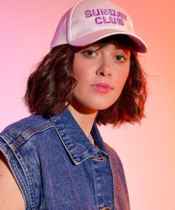 Casquette en toile avec imprimé - Blanc/violet