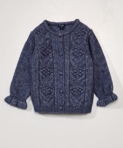Gilet en maille fantaisie - Bleu