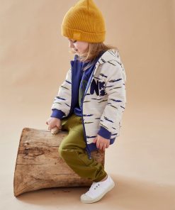 Veste sweat à capuche réversible, beige/bleu - Beige