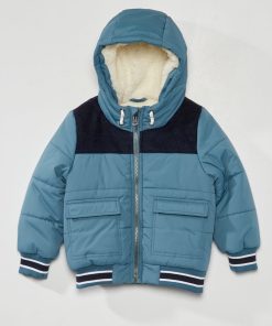 Doudoune matelassée et doublée à capuche - bleu