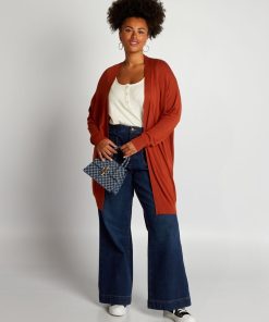 Gilet ouvert mi-cuisses - Rouge brique