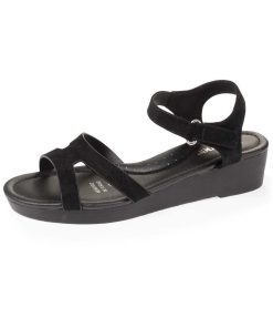 Isotoner Sandales Femme Talon Compensé Noir - Noir