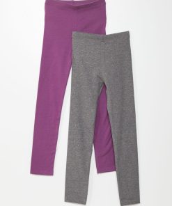 Lot de 2 leggings longs - Gris/violet