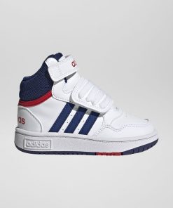 Baskets 'Adidas' tricolore 'Hoops Mid' - Blanc/bleu/rouge