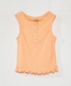 Débardeur côtelé et bords ondulés - Orange