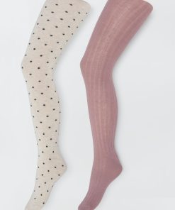 Lot de 2 paires de collants - Violet/beige