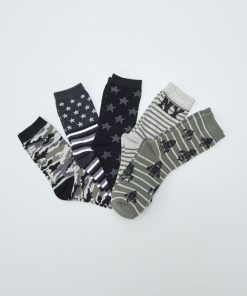 Lot de 5 paires de chaussettes imprimé américain - Noir/gris
