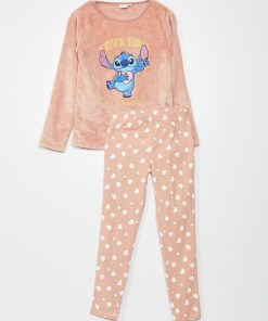 Ensemble pyjama t-shirt + pantalon 'Stitch' - 2 pièces - Rose