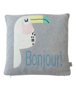Taie de coussin en tricot de coton, TOUCAN - Multicolore