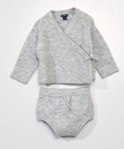 Ensemble pull + short en maille tricot - Gris