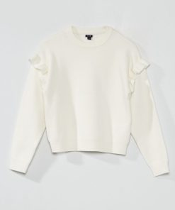 Pull en maille avec volants - blanc