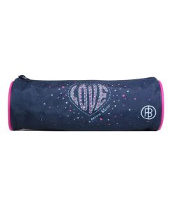 BAGTROTTER Trousse scolaire ronde Poivre Blanc Bleue Amour - Bleu