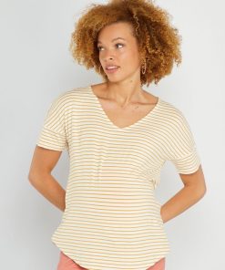 T-shirt grossesse rayé - Blanc