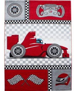 Tapis enfant 120x170 KID'S RACE Rouge OEKO TEX idéal pour Chambre - Rouge