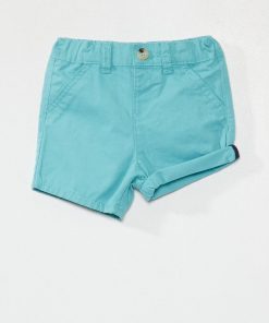 Short en twill taille ajustable - Bleu