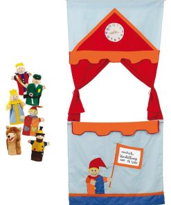 Porte Théâtre de Guignol à Suspendre + 6 Marionnettes à Main - N/A