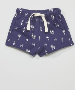 Short en molleton avec imprimé - Bleu