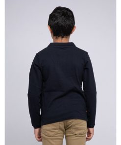 Polo manches longues pur coton PODRICK-J - Bleu marine