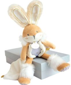 Coffret peluche avec Coffret doudou blanche Lapin de sucre (31 cm) - Beige