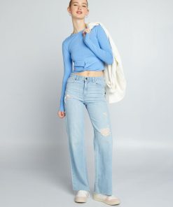 Tee-shirt cropped - Bleu