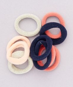 Lot de 10 chouchous élastiqués - rosse/navy/doré
