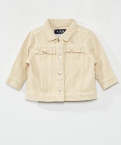 Veste en jean avec volants - Beige