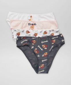 Lot de 4 culottes 'Bambi' - Blanc/rose/gris
