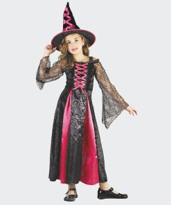 Déguisement de sorcière déguisement + chapeau - noir/rose