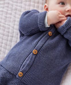 Cardigan en tricot, - Bleu