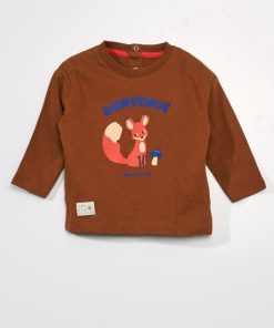 Tee-shirt en jersey à manches longues - Marron clair