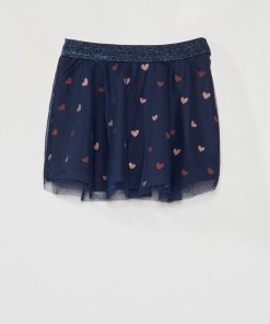 Jupe en tulle motif 'cœurs' - Bleu