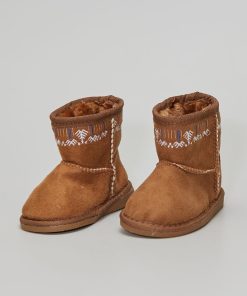 Boots fourrées en suédine - camel