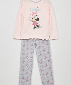 Pyjama long 'Minnie' de 'DS' - rose/gris