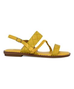 Sandales multibrides, talon plat Kebello - Jaune