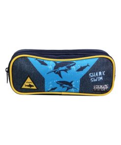 BAGTROTTER Trousse scolaire 2 compartiments Vorax Bleue Requins - Bleu