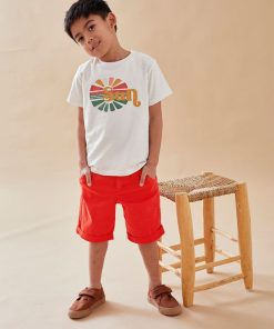 Bermuda en twill, - Rouge