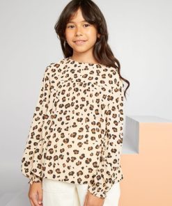 Blouse à manches longues avec imprimé - Beige