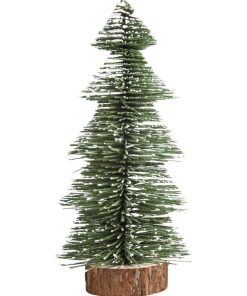 Sapin enneigé vert décoratif - Miniature 25 cm - Vert