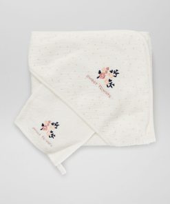 Cape de bain + gant de toilette - 2 pièces - Blanc