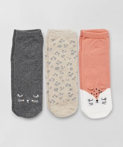 Lot de 3 paires de chaussettes fantaisies - rose/beige/gris
