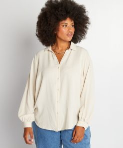 Chemise encolure V 'Only Carmakoma' - beige