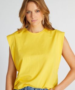 T-shirt boxy en jersey - jaune